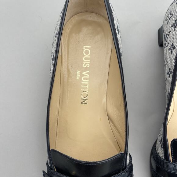Louis Vuitton Mini Lin Navy And Grey Mules Size 38 US 8 - Picture 3 of 13